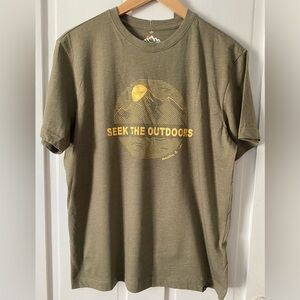 Mountain and Isles Seek the Outdoors Graphic Tee Olive Green Hiking Outdoors